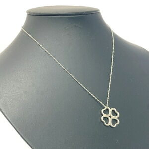 TIFFANY Co Silver Clover Heart Necklace